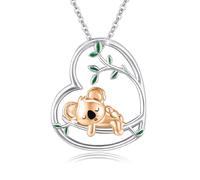 PARYFO Koala Necklace 925 Sterling Silver Koala Pendant Rose-Gold Plated Cute Animal Necklace Koala Heart Pendant Koala Jewelry Gifts for Women Girls, Sterling Silver