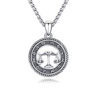 PARYFO Libra Pendant Necklace 925 Sterling Silver Libra Zodiac Sign Pendant Zodiac Astrology Horoscope Jewelry Gifts for Men Women Unisex Husband Boyfriend Father Birthday Valentines Day Gifts
