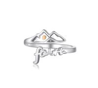 PARYFO Mustard Seed Mountain Ring 925 Sterling Silver Open Ring Christian Climbing Nature Jewelry Inspirational Gift for Men Women Nature Mountain Lovers