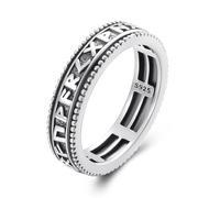 PARYFO Rings for Men and Women, 925 Sterling Silver Finger Ring for Rotating Vikings, Rune Rings Spinner Punk Hip Hop Ring for Men Boys Girls Sterling Silver, Sterling Silver, no gem