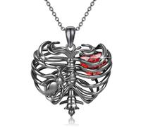 PARYFO Skull Necklace 925 Sterling Silver Skull Pendant Necklace Crystal Skull Necklace Gothic Jewellery for Women Girls, 25 *25mm/0.98 *0.98 Zoll, Sterling Silver, Crystal