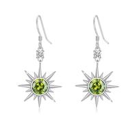 PARYFO Star Earrings 925 Sterling Silver Eight Pointed Star Moonstone Opal Amber Jewellery Gifts for Women Girls Mum Girlfriend Wife, 20 *28mm, Sterling Silver, Zircon