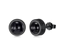 PARYFO Viking Earrings for Men 925 Sterling Silver Rune Stud Earrings Black Onyx Stud Earring Viking Nordic Jewelry Gifts for Men Women,Sterling Silver