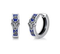 PARYFO Viking Hoop Earrings for Men Women 925 Sterling Silver Wolf/Rune/Ankh/Celtic/Cross/Mountain Earrings Viking Jewelry Gifts, Sterling Silver, 30mm, Sterling Silver, No.