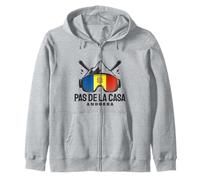 Pas De La Casa Andorra Ski Resort Retro Skiing Zip Hoodie