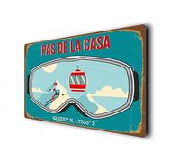 Pas de la Casa Ski Resort Sign | GPS Coordinates Plaque | Weatherproof Aluminium Composite Signs | Indoor/Outdoor Decorative Signage I Skiing Wall Art