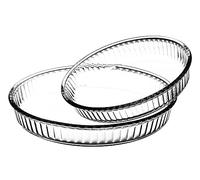 Pasabache Borcam 1690038 Set of 2 Round Clear Class Tart Dishes, 32 x 32 x 5cm