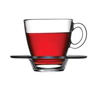 Pasabahce 12-Piece Tea Glass with Saucer Capuccino Glass Coffee Latte Drinking Glass