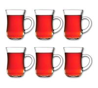 Pasabahce 55411 Keyif Turkish Tea Glasses with Handle, 145 ml, Glass, Transparent, Pack of 6