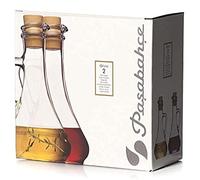 Pasabahce 80108 Oil & Vinegar Bottle 2 Piece Set with Plastic Olivia Tuscan Vinegar Bottle & Oil Can, Set of 2