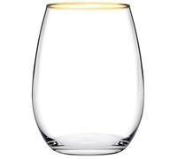 Pasabahce Amber Pack of 6 Glasses, Glass, Transparent with Gold Edge, 35 cl