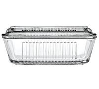 Pasabahce Clear Transparent Glass Serving Butter Dish Holder Tray With Top Lid