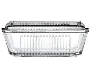 Pasabahce Clear Glass Storage Serving Butter Dish with Lid