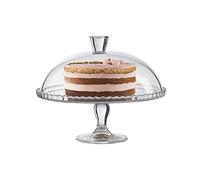 Pasabahce Footed Service Plate and Dome - Elegant Serving Plate with Lid and Stand, Cake Stand for Birthday Parties, Cake and Pastries Plate, Desserts Plate