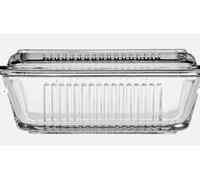 Pasabahce Clear Transparent Glass Serving Butter Dish Holder Tray With Top Lid