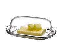 Pasabahce Glass Butter Dish, Tempered, White, 2 éléments