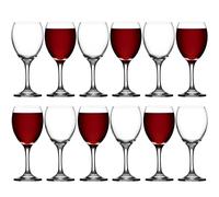 Pasabahce Imperial Red Wine Glasses 9oz / 250ml - Set of 12 - Stemmed Wine Glasses,White