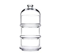 Pasabahce Patisserie Basic Set of 3 Stackable Domed Containers, Glass, Transparent, 12 x 26 cm, 12x26 cm