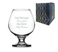 Pasabahce Personalised Engraved Brandy Glass 14oz, Custom Name or Message with Font Choice, Clear Glass, Gift Box Included, Personalised in The UK