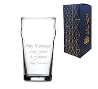 Pasabahce Personalised Engraved Nonic Pint Glass Birthday Christmas Wedding Best Man Usher