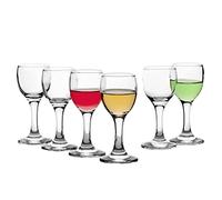 Pasabahce Premimum Shot Glasses Set of 6 - Bistro Cordial & Liqueur Extra Mini Glasses 2 oz (60 cc) - Mini Wine Glasses - Uniqe Desing Goblet - Crystal Tasting Glasses