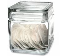 Pasabahce Utopia Square Biscotti Jars 1ltr - Set of 6 - Food Storage Jar, Glass Jar, Push Top Jar