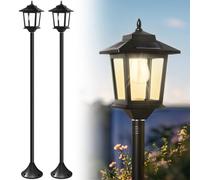 PASAMIC 63" Solar Lamp Post 2Pack, Outdoor Lights Waterproof, Pole Lights Outdoor, Floor Lamp for Patio, Warm White, Replaceable Bulb