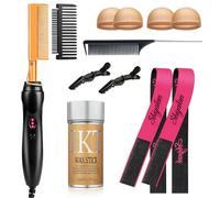 PasaRose Hot Comb Hair Straightener Set 11pcs, Wig Wax Stick, Wig Cap, Lace Band, Rat Tail Comb & Hair Clips
