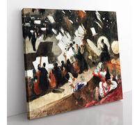 Pasdeloup Orchestra by John Singer Sargent Classic Painting Canvas Wall Art Print Ready to Hang, Framed Picture for Living Room Bedroom Home Office Décor, 35x35 cm (14x14 Inch)