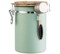 Pasdrucn 1.8L Airtight Coffee Canister, Coffee Bean Storage, Airtight Coffee Container, with Date Tracker Window Und Spoon, Air Tight Coffee Container, Vacuum Coffee Container (Green)