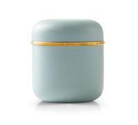 Pasdrucn 170ml Matcha Powder Storage Jar,Ceramic Matcha Glass,Round Metal Tea Coffee Sugar Canisters Set with Lids,Tea Coffee and Sugar Canisters Set,Ceramic Tea Canister for Coffee (Light Blue)