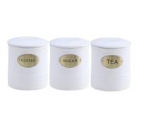 Pasdrucn 3Pcs Round Ceramic Tea Coffee Sugar Canisters Set with Lids, 550ml Tea Coffee and Sugar Canisters Set of 3 Airtight Food Storage-2 (White)