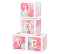 Pasdrucn 4 Transparent Balloon Boxes, Baby Shower Decoration Box with Letter BABY for Theme Party Supplies Decoration/Birthday/Baby Shower (LOVE)