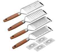 Pasdrucn 4Pcs Parmesan Cheese Graters, 31x6.5cm Graters for Kitchen with Wood Handle, Garlic Grater, Mini Cheese Grater, Nutmeg Grater, Mini Grater, Hand Grater Sharp Wide Stainless Steel