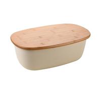 Pasdrucn Bread Bins for Kitchen, Small Bread Bin with Bamboo Lid, Bread Storage Containers, Bread Box with Wooden Lid for Cutting Bread Board, Cream Bread Bin, Tower Bread Bin (elliptical)