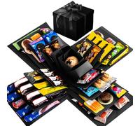 Pasdrucn DIY Explosion Gift Box, 5 Layer Snack Explosion Box with tape and ribbon, Scrapbooking Boxes, photo album, Photo Gifts, Creative Explosion Boxes for Anniversary,Birthday,Valentine's Day(Black