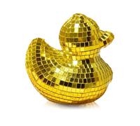 Pasdrucn Duck Mini Discos Ball Decorations, Duck Reusable Discos Balls Decorations, Disco Dancing Party Decoration, Disco Ball Duck Statue, Creative Duck Disco Balls for Dj Party Design (Gold)