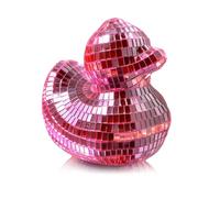 Pasdrucn Duck Mini Discos Ball Decorations, Duck Reusable Discos Balls Decorations, Disco Dancing Party Decoration, Disco Ball Duck Statue, Creative Duck Disco Balls for Dj Party Design (Rosa)