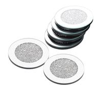 Pasdrucn Glass Mirrored Coaster Coasters Set of 6, Diamond Crushed Glass Coasters, Crushed Diamond Ornaments, Crushed Diamond Furniture, Silver Coaster Set for Decorating Your Kitchen, (Round)