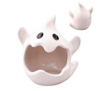 Pasdrucn Halloween Candles Holder Ceramic, Ceramic Ghosts Decor, Ghost Statue Candle Holder, Cool Ashtray, Halloween Ghosts Candles Holders, Cartoon Little Ghost Candle Holder (White)