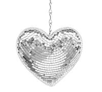 Pasdrucn Hanging Heart Mirror Disco Ball, Mirror Disco Balls Heart Shaped Disco Balls, Heart Shaped Disco Balls Mirror Ball, Creative Disco Balls with 40cm Metal Chain (Silver,15cm)