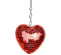 Pasdrucn Hanging Heart Mirror Disco Ball, Mirror Disco Balls Heart Shaped Disco Balls, Heart Shaped Disco Balls Mirror Ball, Creative Disco Balls with 40cm Metal Chain (Red,20cm)