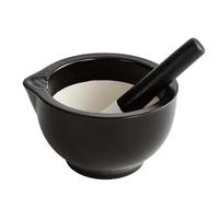 Pasdrucn Mini Ceramic Pestle and Mortar Set, Small Mortar and Pestle, Ceramic Spice and Herb Grinder, Small Pestle and Mortar for Crushing and Grinding Herbs and Spices (black)