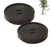 Pasdrucn Pack of 2 Heavy Duty Plant Rollers Outdoor and Indoor Plant Roller Round with 4 Wheels, Plastic Rolling Board Plants Load Capacity 50 kg, Flower Pot Tray with Water Reservoir (Black, 22 cm)