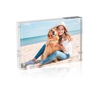 Pasdrucn Picture Frames Acrylic Frames, Magnetic Acrylic Photo Frame, 2cm Thicker Lucite Frameless Clear Floating Frames, Double Sided Display Block (10x20cm)