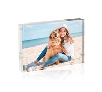 Pasdrucn Picture Frames Acrylic Frames, Magnetic Acrylic Photo Frame, 2cm Thicker Lucite Frameless Clear Floating Frames, Double Sided Display Block (10x15cm)