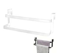Pasdrucn Stainless Steel Double Towel Rails, Over Door Towel Rail with No Drilling Required for Bathroom Hanger Organizer, (White)