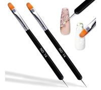 PASDUCHAS 2 PCS French Brush for Nails with Dotting Tool, 2 Way French Nail Manicure Brush Size #14