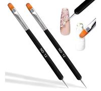 PASDUCHAS 2 PCS French Brush for Nails with Dotting Tool, 2 Way French Nail Manicure Brush Size #14