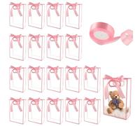 PASDUCHAS 20 PCS Transparent Gift Bags, Reusable Baby Shower Prize Bag with Handles, 7.1x3.1x10.2In